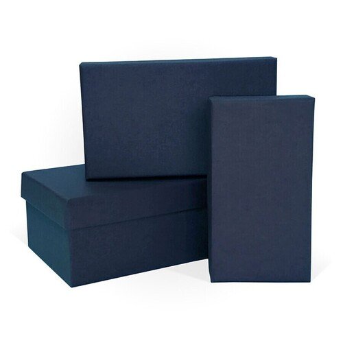 Коробка подарочная тисненая бумага ЛЕН, синяя, 120x65x40 мм