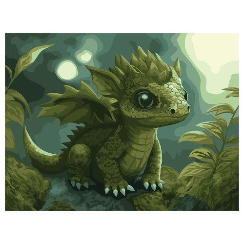 Картина по номерам на картоне Три Совы Зеленый дракон, 30х40 см