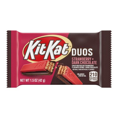 цена Батончик Kit Kat Duo в клубничном и темном шоколаде, 42 гр