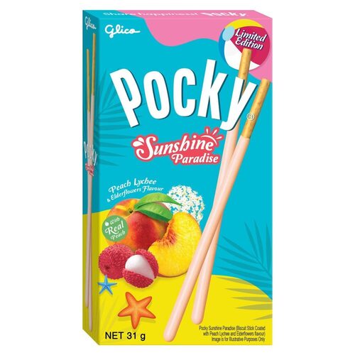 Бисквитные палочки Pocky Персик, Личи и Бузина, 29 г печенье палочки pocky с хрустящим миндалем
