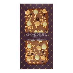 Шоколад Chokodelika молочный с украшением Фундук, крокант, карамель, 100 гр