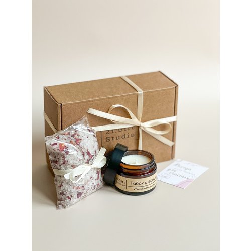 Подарочный набор Giftstudio.21 Табак и ваниль, соль и свеча подарочный набор hygge box с арома свечой пряная ваниль