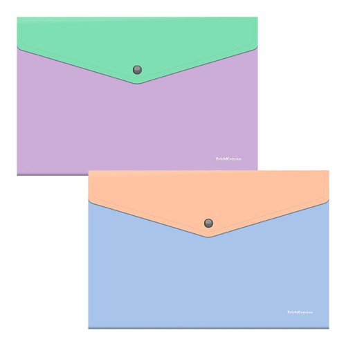 Папка-конверт на кнопке пластиковая ErichKrause Matt Pastel Bloom, с дополнительным карманом, A4, непрозрачный, в ассортименте папка на резинках пластиковая erichkrause matt pastel a4 в ассортименте