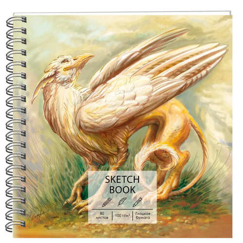 Скетчбук с твердой обложкой Грифон 195х195 80л 240₽