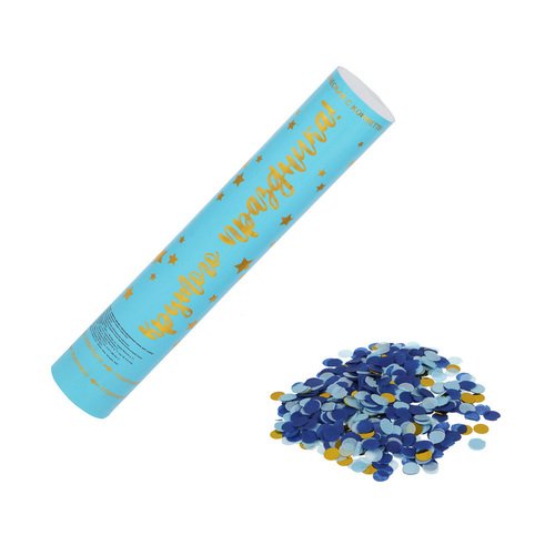 Хлопушка пневматическая, 30 см, фольга тишью - конфетти, дизайн с фольгированным слоем, голубая сноу бум панно символ года 2022 с часами 39x34см бумага