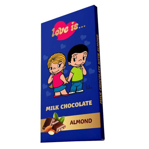Шоколад Love is молочный с миндалем, 85гр цена и фото