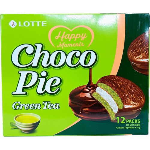 пирожные lotte choco pie зз6г 12шт 28г банан Печенье Lotte Choco Pie Green Tea, 336 гр