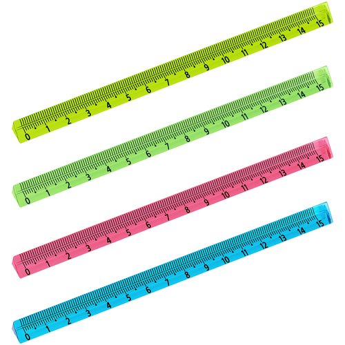 Линейка Стамм 15 см пластиковая трехгранная прозрачная неон в ассортименте 80₽