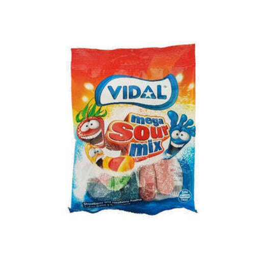 Жевательный мармелад VIDAL Mega Sour mix, 90 г жевательный мармелад vidal strawberries with cream 90 г