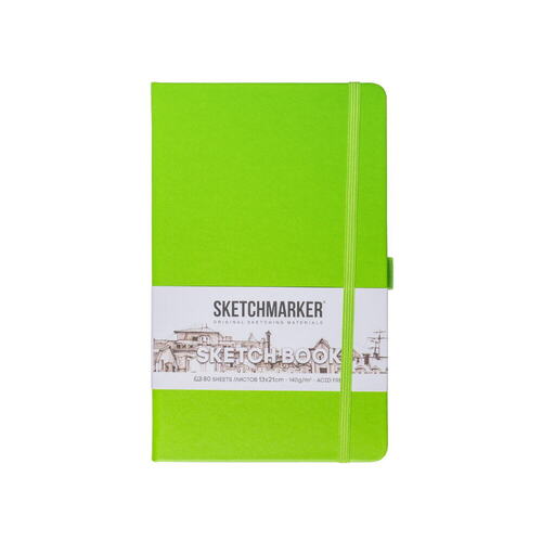 Блокнот для зарисовок Sketchmarker, 140г/кв.м, 13 х 21 см, 80 листов, твердая обложка, зеленый луг
