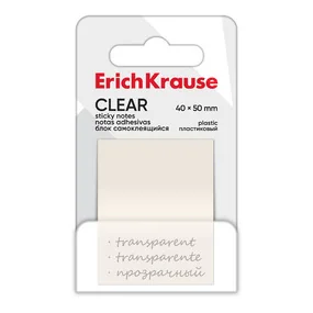 Блок самоклеящийся пластиковый ErichKrause Clear, 40х50 мм, 50 листов, прозрачный 61698