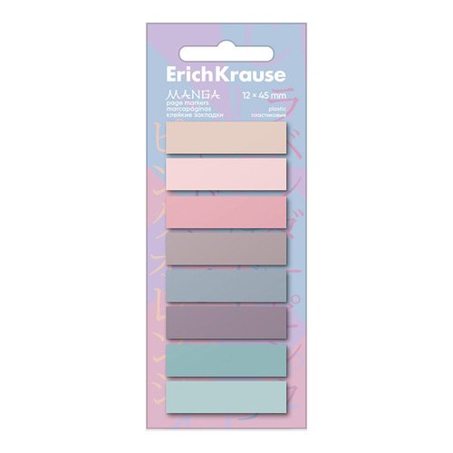 Клейкие закладки пластиковые ErichKrause Manga 12х45 мм 160 листов 8 цветов 270₽