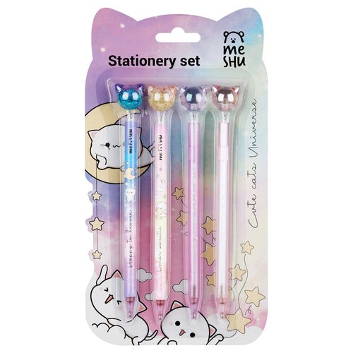 Набор карандашей механических Meshu Cute Cats 4шт 07мм с топпером 560₽