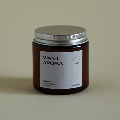 Свеча карамель, морская соль, попкорн, древесный фитиль