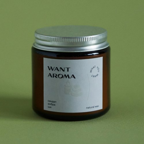 Свеча сандал, амбра, ши, хлопковый фитиль