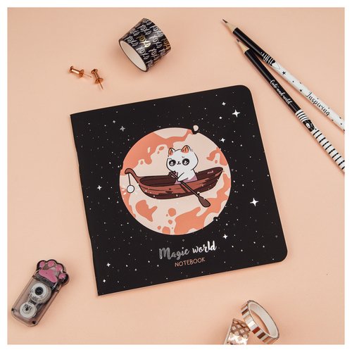 Записная книжка Meshu Magic world, 17х17 см, 40л, на скрепке, без линовки, 80г/м2