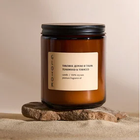 Ароматическая свеча Glotok Тиковое дерево и табак, 240 гр