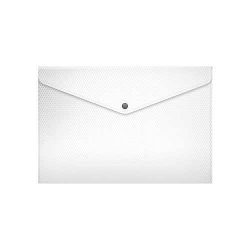 Папка-конверт на кнопке пластиковая Diamond Total White полупрозрачная A4 белый 50₽