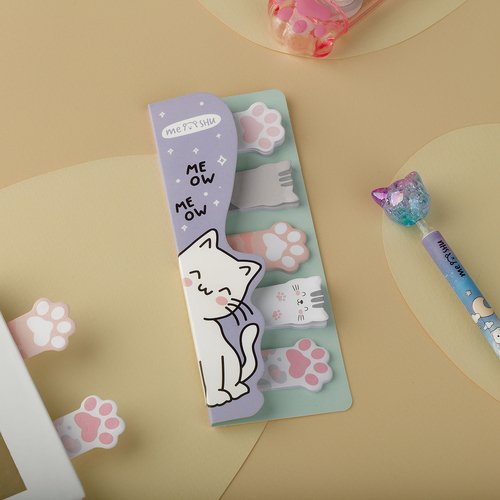 Флажки-закладки и самоклеящиеся блоки Meshu Meow paw, 20 л