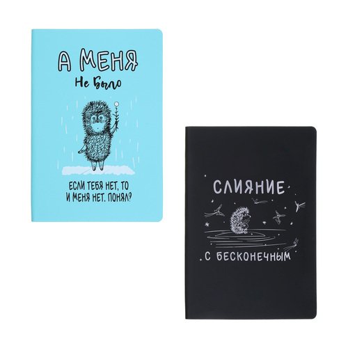 Бизнес-блокнот Ежик в Тумане А5 192 стр гибкая обложка искусственная кожа с печатью цветной срез закладка в ассортименте 600₽