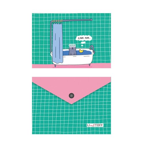 Папка-конверт на кнопке Зверские будни А6 пластик матовый 180 мкм 50₽