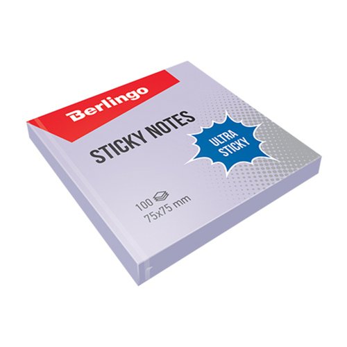 Самоклеящийся блок Berlingo Ultra Sticky 75х75 мм 100л пастель фиолетовый 130₽