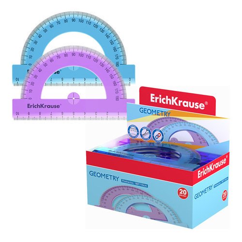 Транспортир пластиковый ErichKrause Standard 180 10 см в ассортименте 50₽