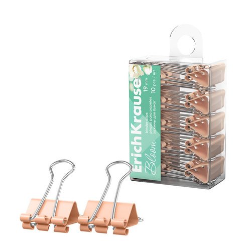 Зажимы для бумаг ErichKrause Pastel Bloom 19 мм Peach 10 шт 220₽