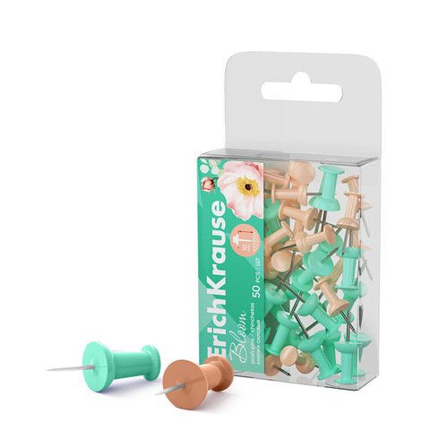 Кнопки силовые ErichKrause Pastel Bloom ассорти 50 шт 190₽