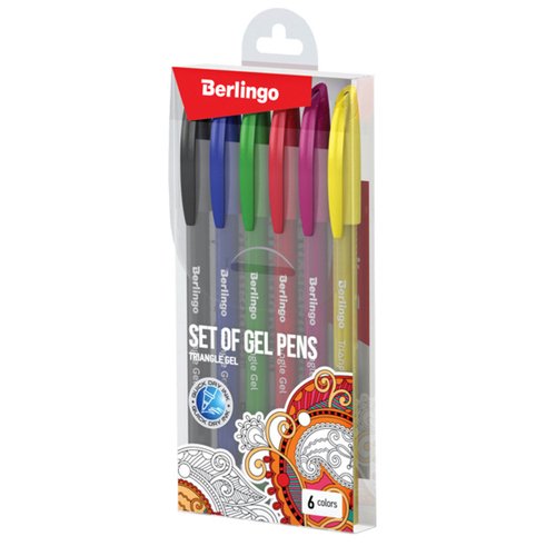 Набор гелевых ручек Berlingo Triangle Gel 6 шт 06 цветов 05 мм корпус ассорти 500₽