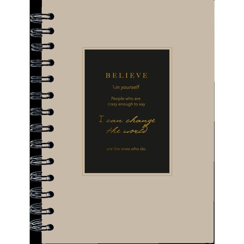 Тетрадь общая Be Smart Believe, 144х204 мм, 120 л, точка, твердый переплет, спираль, бежевая рамка