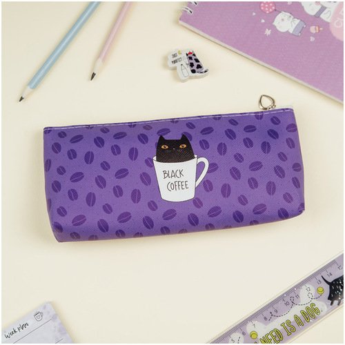 Пенал мягкий Meshu Black cat 200х85х30 мм искусственная кожа 350₽