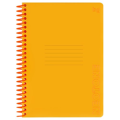 Тетрадь BG Neon Orange, 96л, А5, клетка, на пластиковом гребне, пластиковая обложка