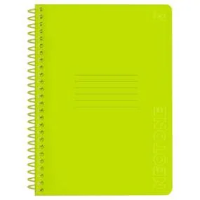 Тетрадь BG Neon Yellow, 96л, А5, клетка, на пластиковом гребне, пластиковая обложка