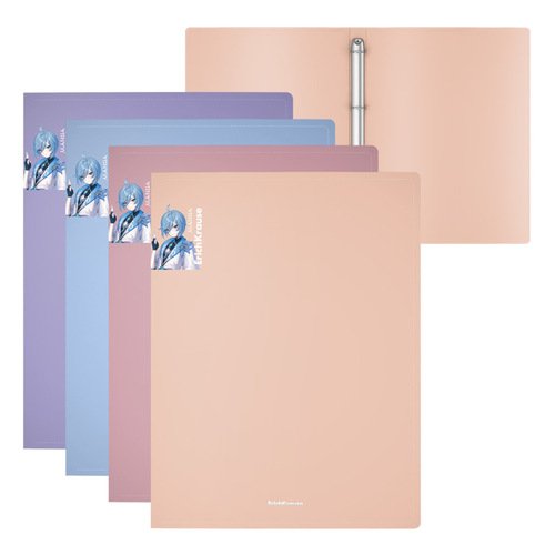 Папка на 4 кольцах пластиковая ErichKrause Matt Manga 24мм A4 в ассортименте 530₽