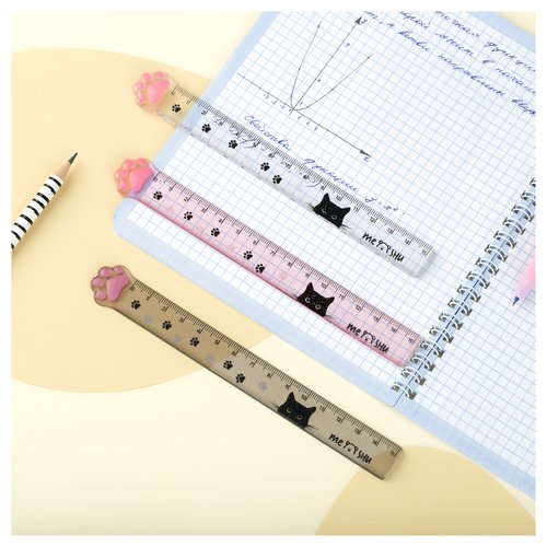 Линейка Meshu Paw 15 см пластиковая тонированная с блестками в ассортименте 250₽