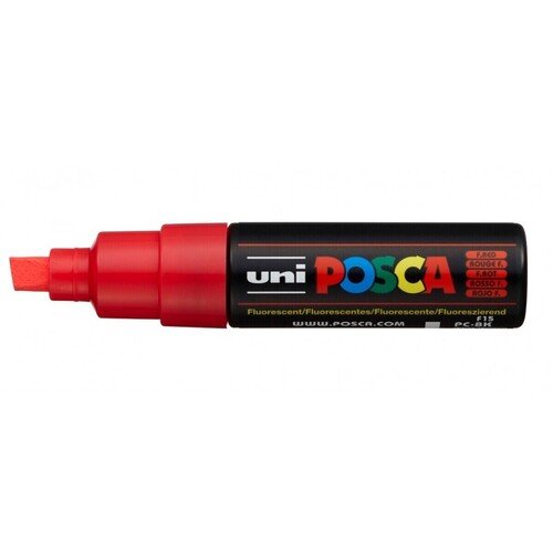 Маркер Posca PC-8K до 80 мм скошенный наконечник F15 флуоресцентно-красный 800₽