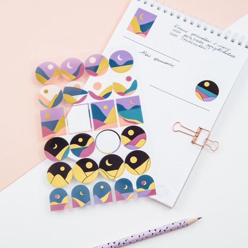 Наклейки Meshu Sunset 10х21 см ПВХ фольга 25 наклеек 70₽