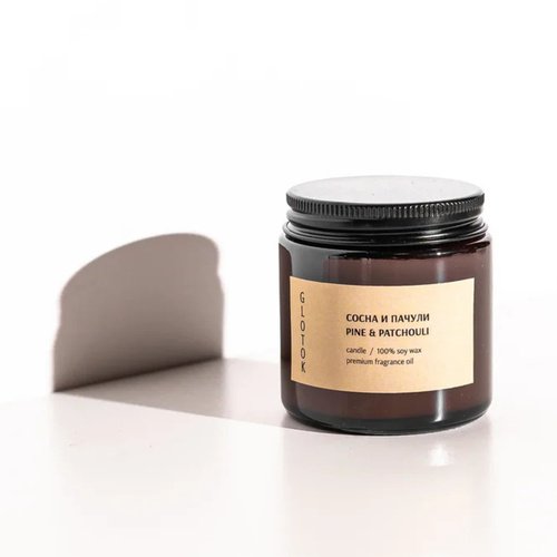 Ароматическая свеча Glotok Сосна и пачули, 120 гр