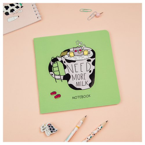 Записная книжка Meshu Milk pool, 17х17 см, 40л, на скрепке, soft-touch ламинация, выборочный лак, без линовки, 80г/м2