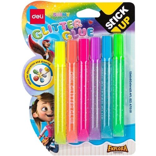 Клей-гель Deli Explora EA71301 12 мл с блестками 6 шт 260₽