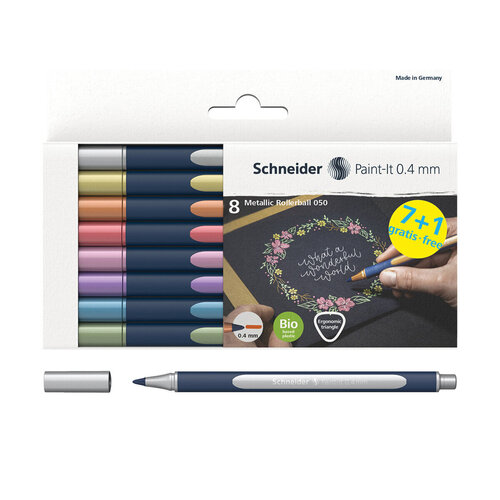 Набор ручек-роллеров Schneider Paint-It 050 8 цветов металлик 04 мм 1800₽