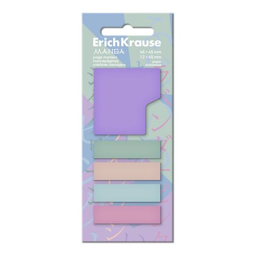 Клейкие закладки бумажные ErichKrause Manga 4х12х45 мм 1х45х45 мм 100 листов 5 цветов 270₽