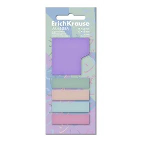 Клейкие закладки бумажные ErichKrause Manga, 4х12х45 мм, 1х45х45 мм, 100 листов, 5 цветов