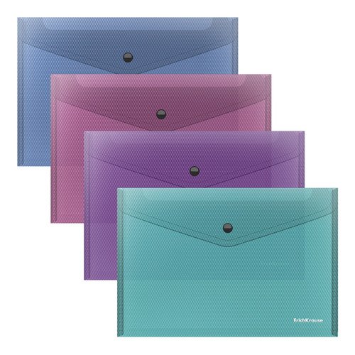 Папка-конверт на кнопке пластиковая ErichKrause Diamond Vivid B5 полупрозрачный в ассортименте 80₽