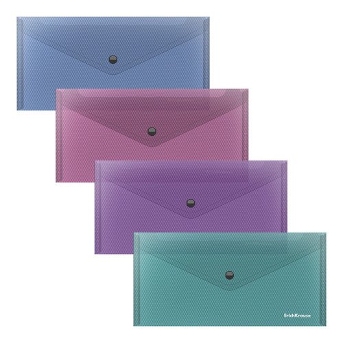 Папка-конверт на кнопке пластиковая ErichKrause Diamond Vivid Travel полупрозрачный в ассортименте 70₽