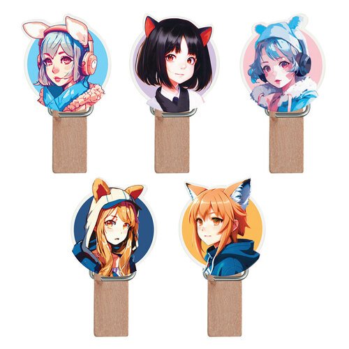 Зажимы для бумаг Meshu Neko 7 мм 10 шт деревянные с веревкой 280₽