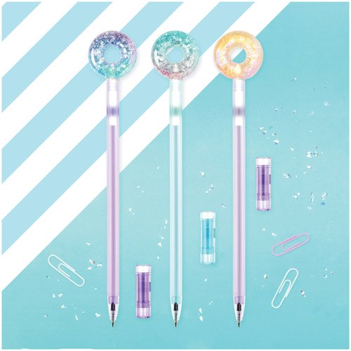 Ручка шариковая Meshu Donats синяя 07 мм перламутр софт-тач с топпером в ассортименте 240₽