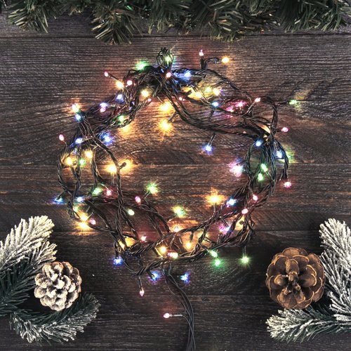 Гирлянда светодиодная нить Льдинка, 80л, 4м, от сети 220В, 8 режимов, мультиколор 170852/80/TY080-R