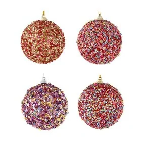 Подвеска Сноу Бум шар с декором, 8 см, 4 цвета, розово фиолетовые оттенки, в ассортименте